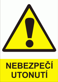 Výstražná bezpečnostní tabulka symbol s textem: "Nebezpečí utonutí"