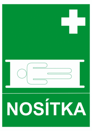 Bezpečnostní tabulky - Symbol s textem: "Nosítka"