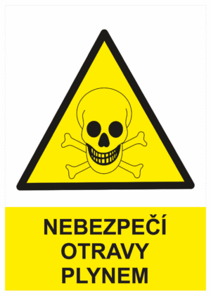 Výstražná bezpečnostní tabulka symbol s textem: "Nebezpečí otravy plynem"
