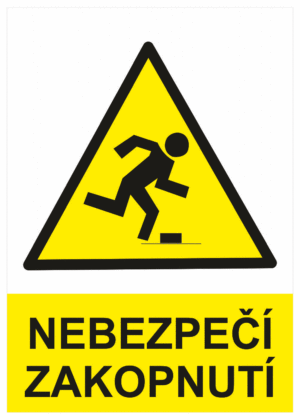 Výstražná bezpečnostní tabulka symbol s textem: "Nebezpečí zakopnutí"