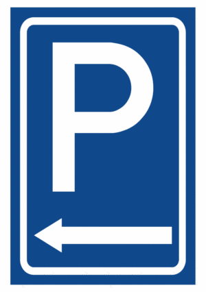 Značení budov a místnosti - Označení parkování: Značka Parkoviště (Směr vlevo)