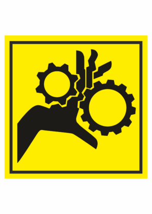 Značení strojů dle ISO 11 684 - Symboly: Nebezpečí vtažení prstů nebo dlaně do stroje