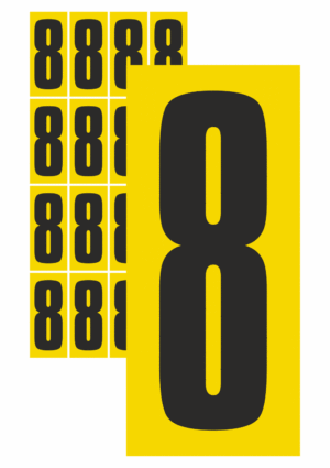 Čísla a písmena - Číslo na samolepicí fólii PVC: 8 (Žlutý podklad)