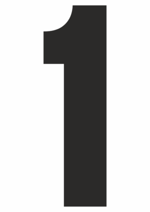 Čísla a písmena - Řezané číslo na samolepicí fólii PVC: 1 (Černá)