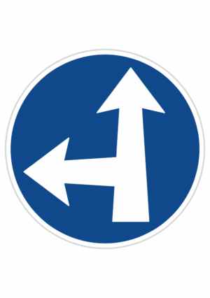 Dopravní značky plechové - Příkazové: Přikázaný směr jízdy přímo a vlevo (C2e)