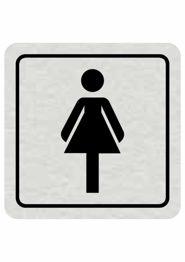 Značení budov, prostorů a vstupů - Označení místnosti (Piktogramy): WC ženy (Stříbrná, Čtverec)