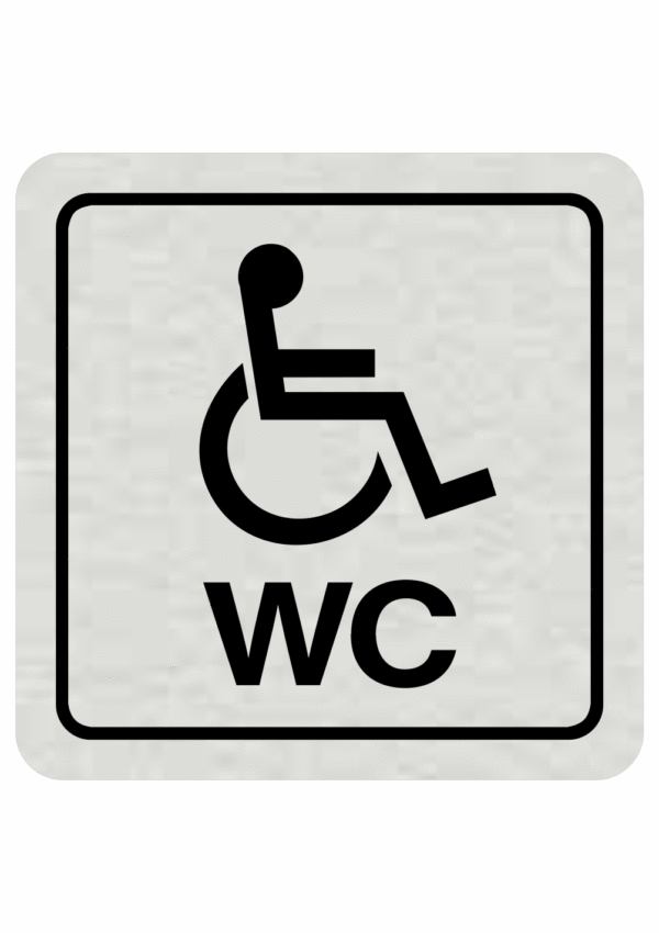 Značení budov, prostorů a vstupů - Označení místnosti (Piktogramy): WC Invalidé (Stříbrná, Čtverec)