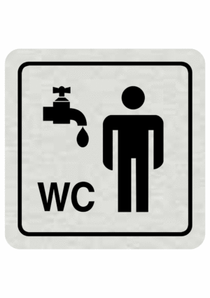 Značení budov, prostorů a vstupů - Označení místnosti (Piktogramy): Umývárna a WC muži (Stříbrná, Čtverec)