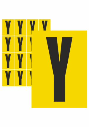 Čísla a písmena - Písmena na samolepicí fólii: Y (Žlutý podklad)