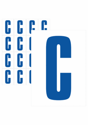 Čísla a písmena - Písmeno na samolepicí fólii PVC s bílým podkladem: C (Modré)