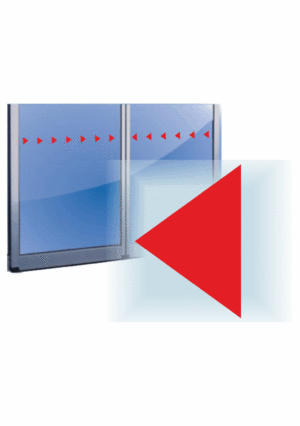 Značení budov - Značení prosklených ploch: Červený trojúhelník