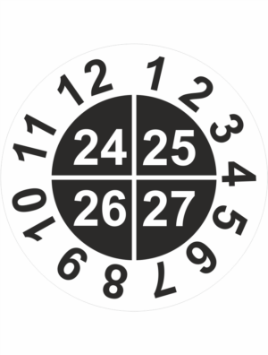 Revizní a kalibrační kolečka - 4 Roky: Kontrolní štítek 2024-2027