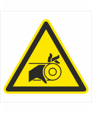 Bezpečnostní značení - Výstražný symbol: Nebezpečí poranění ruky řemenovým pohonem